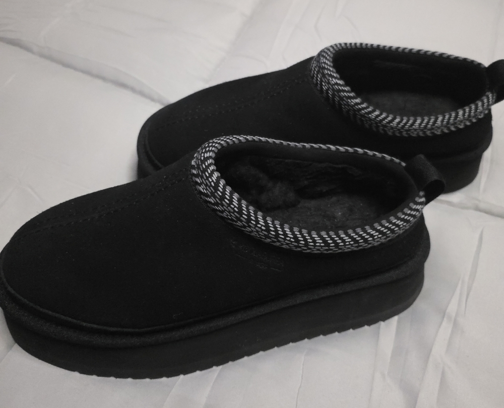 Koolaburra Black Slip-On Shoes with Patterned Trim